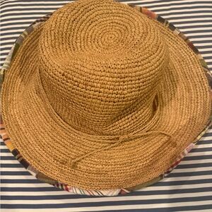 Vintage J. Crew Woven Straw Hat with Colorful Brim